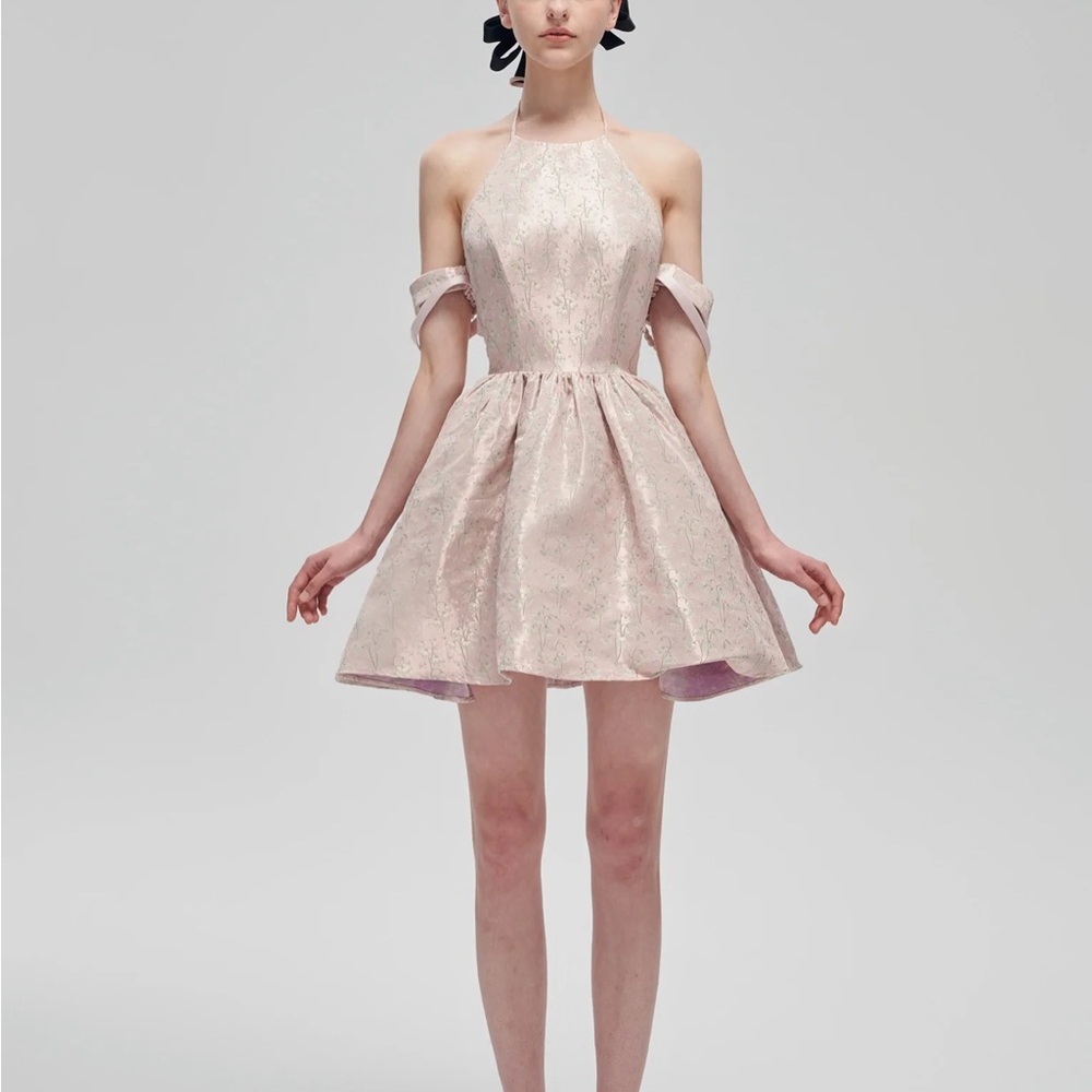 Pink A-line Halter Backless Dress
